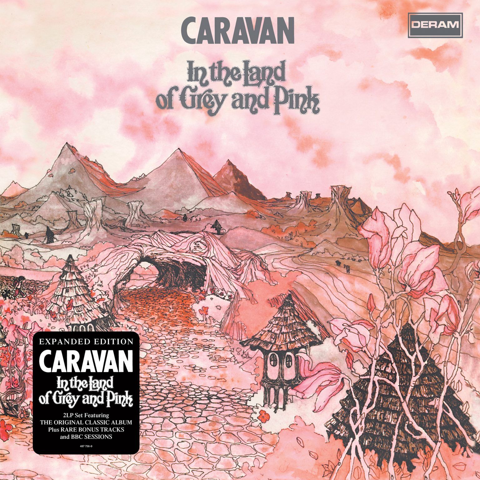 Caravan In The Land Of Grey And Pink 2LP cover with sticker